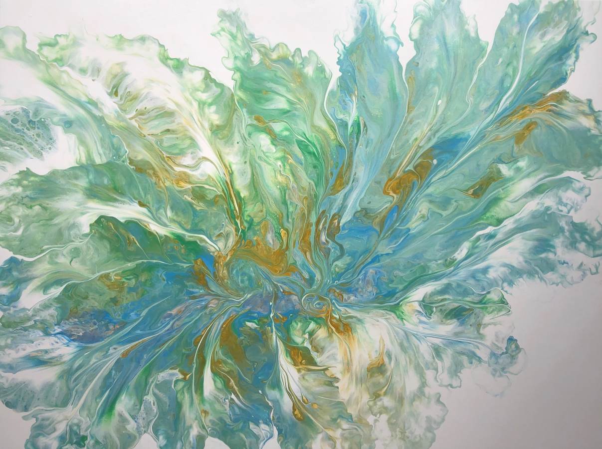 Green Blue Leaves (48x36)
