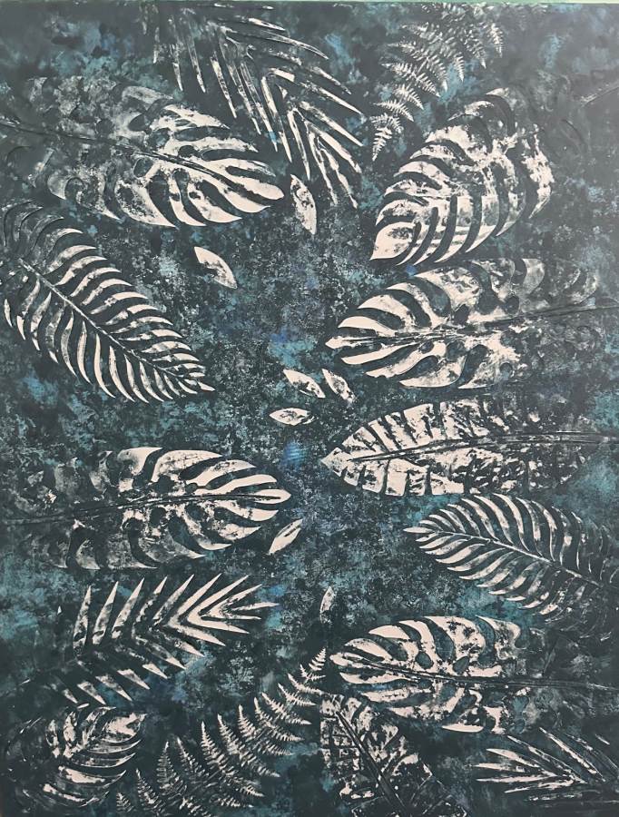 Pile Of Leaves - Blue (24x30)