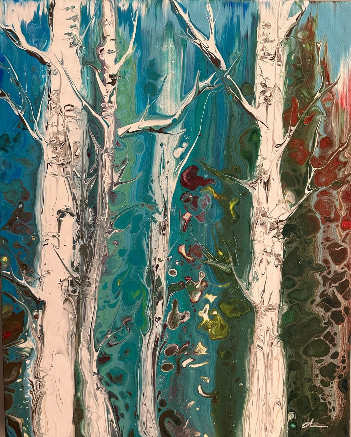 Birch Trees Fall (16x20)