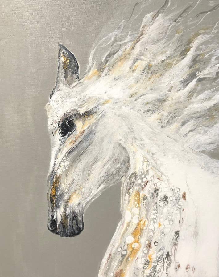 White Horse Acrylic Painting – New Dawn Art